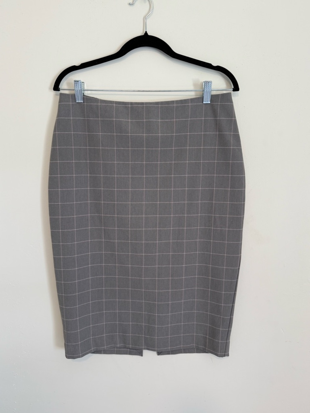 Express Gray Windowpane Pencil Skirt